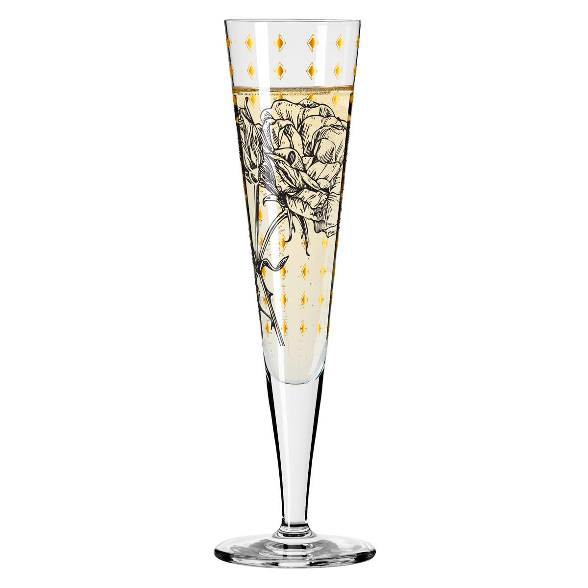 CHAMPAGNERGLAS 205 ml  - Goldfarben/Schwarz, LIFESTYLE, Glas (7,2/7,2/24,0cm) - Ritzenhoff