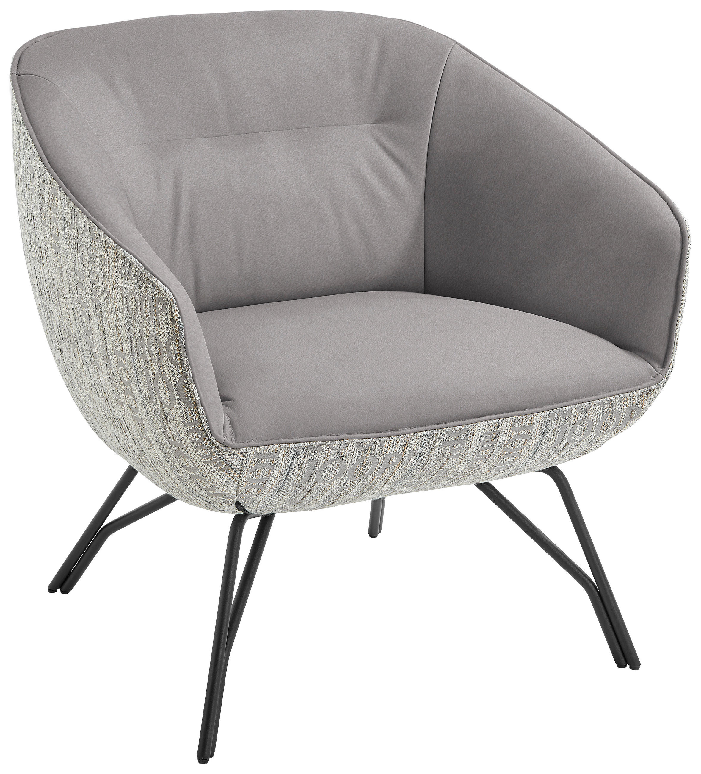 COCKTAILSESSEL - Anthrazit/Hellgrau, Design, Leder/Textil (76/80/73cm) - Joop!