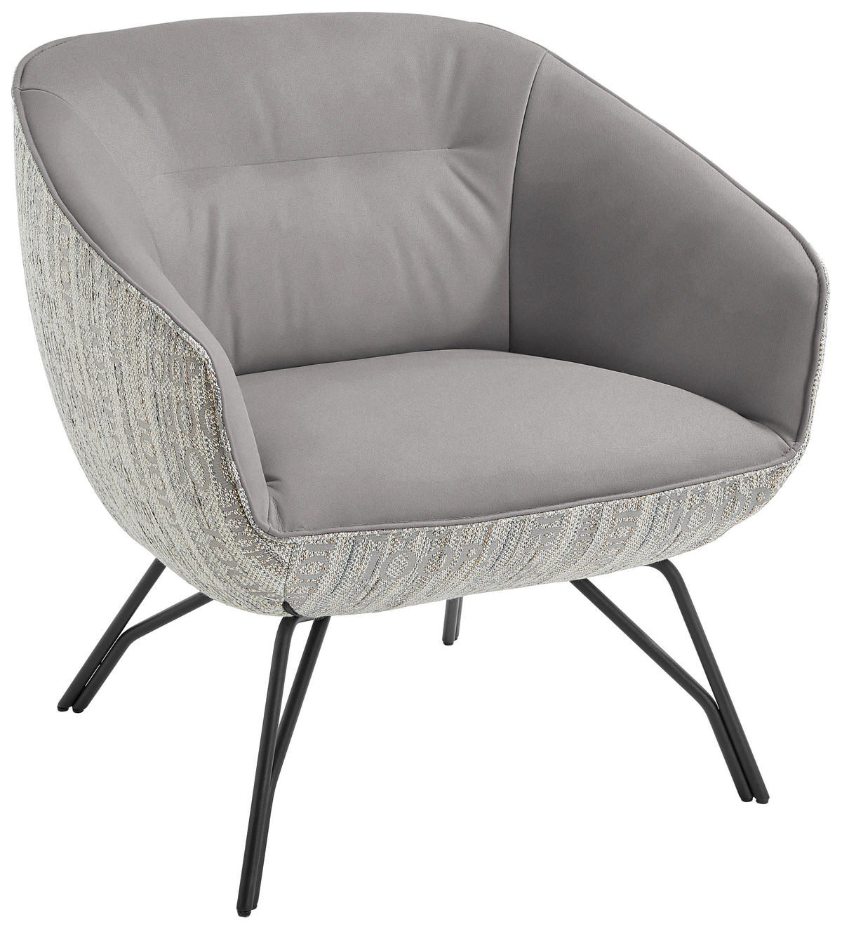 COCKTAILSESSEL - Anthrazit/Hellgrau, Design, Leder/Textil (76/80/73cm) - Joop!