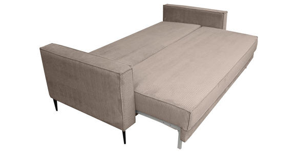 SCHLAFSOFA Cord Taupe  - Taupe/Schwarz, KONVENTIONELL, Textil/Metall (222/93/98cm) - Carryhome