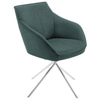 ARMLEHNSTUHL  in Nickel Flachgewebe  - Edelstahlfarben/Petrol, Design, Textil/Metall (60/84/67cm) - Koinor