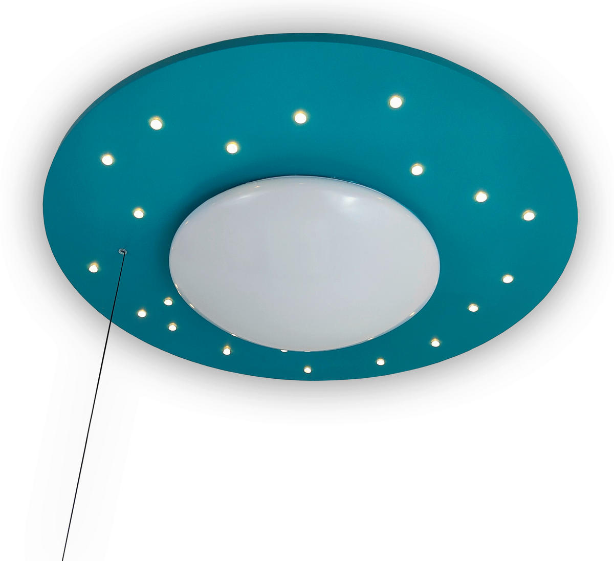 DĚTSKÉ STROPNÍ SVÍTIDLO, 54/11 cm  - bílá/petrolej, Basics, kompozitní dřevo/plast (54/11cm)