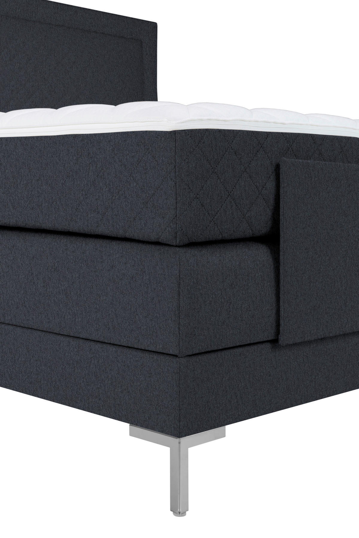 BOXSPRINGBETT 180/200 cm  in Graphitfarben  - Alufarben/Graphitfarben, Design, Textil/Metall (180/200cm) - Welnova
