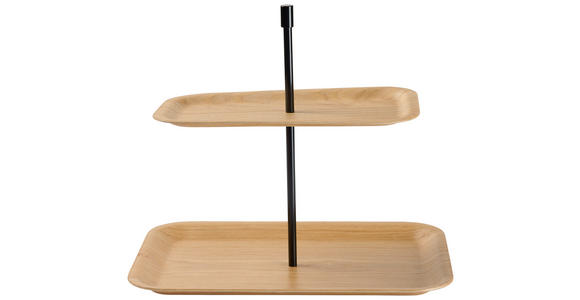 ETAGERE 2-stöckig - Hellbraun/Schwarz, Design, Holz/Metall (30cm) - Novel