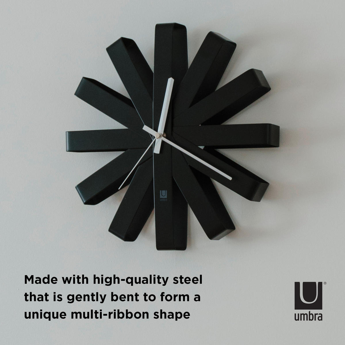 WANDUHR  Schwarz  - Schwarz, Basics, Metall (30/30/7cm) - Umbra