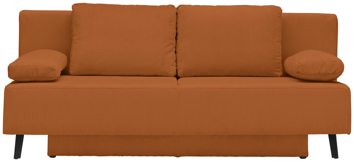 SCHLAFSOFA in Cord Orange  - Schwarz/Orange, Modern, Textil/Metall (193/85/88cm) - Novel