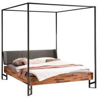 HIMMELBETT 140/200 cm  in Anthrazit, Braun, Akaziefarben   - Anthrazit/Braun, Design, Holz/Textil (140/200cm) - Hasena