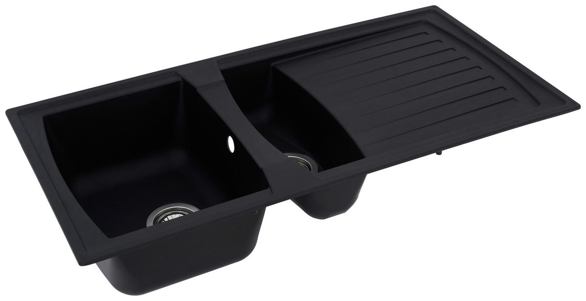 SPÜLE 1712BOSTON100X50S  - Schwarz, Trend, Glas/Kunststoff (100/20/50cm) - Respekta