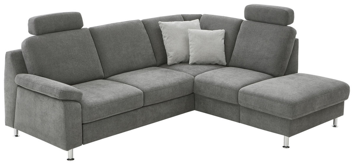 ECKSOFA in Webstoff Dunkelgrau  - Dunkelgrau/Alufarben, Konventionell, Textil/Metall (241/200cm) - Beldomo System