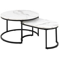 COUCHTISCH rund Schwarz, Weiß  - Schwarz/Weiß, Design, Holzwerkstoff/Metall (70/70/42cm) - MID.YOU