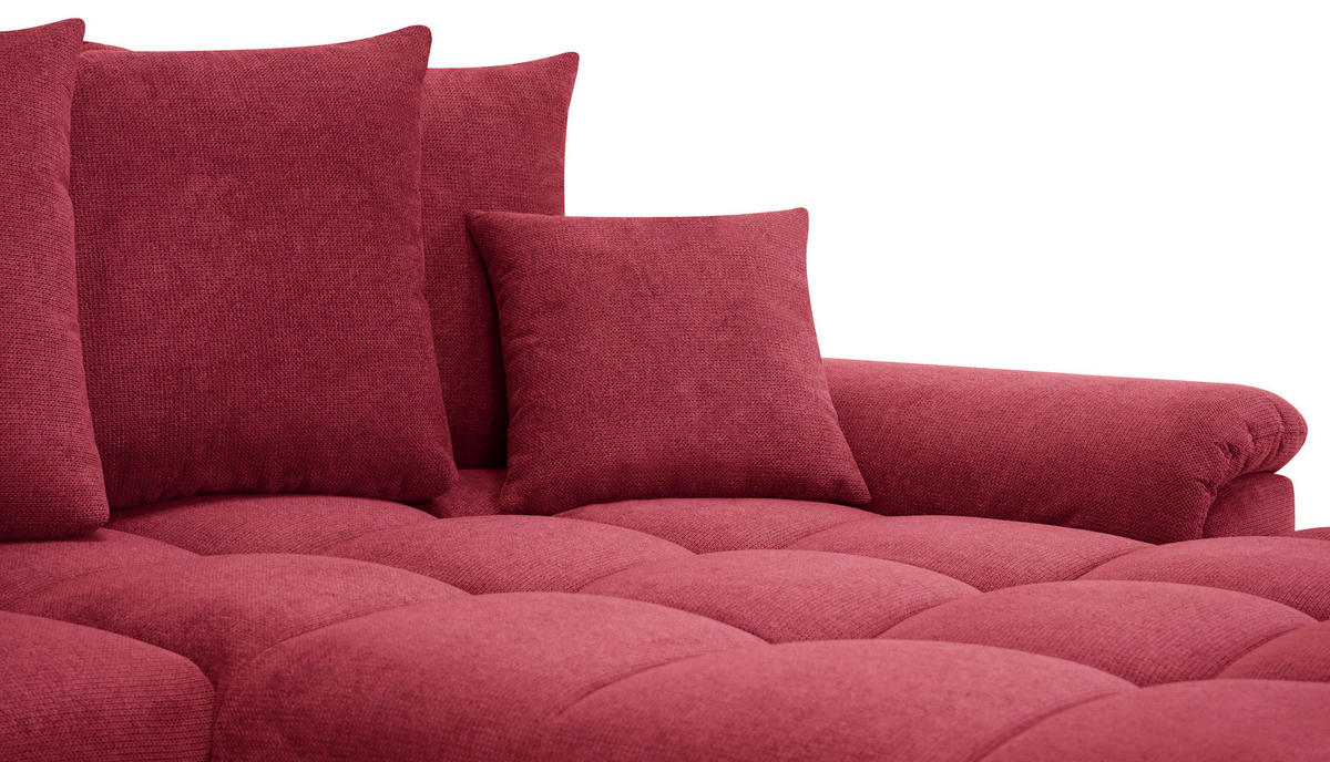 ECKSOFA Rot Flachgewebe, Mikrofaser  - Chromfarben/Rot, Design, Kunststoff/Textil (312/198cm) - Livetastic