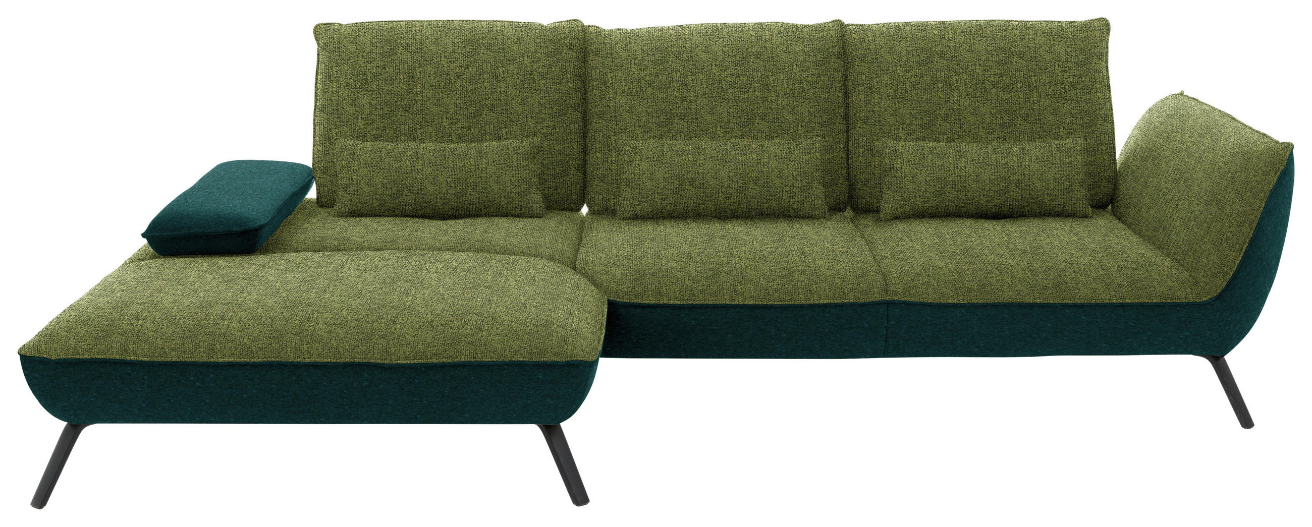 ECKSOFA in Flachgewebe Grün  - Schwarz/Grün, Design, Textil/Metall (191/301cm) - Moderano