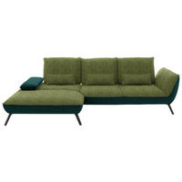 ECKSOFA in Flachgewebe Grün  - Schwarz/Grün, Design, Textil/Metall (191/301cm) - Moderano