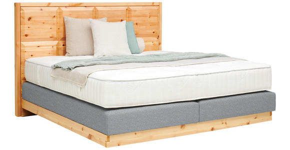 BOXSPRINGBETT 160/200 cm  in Zirbelkieferfarben, Hellgrau  - Zirbelkieferfarben/Hellgrau, Natur, Holz/Textil (160/200cm) - Valnatura