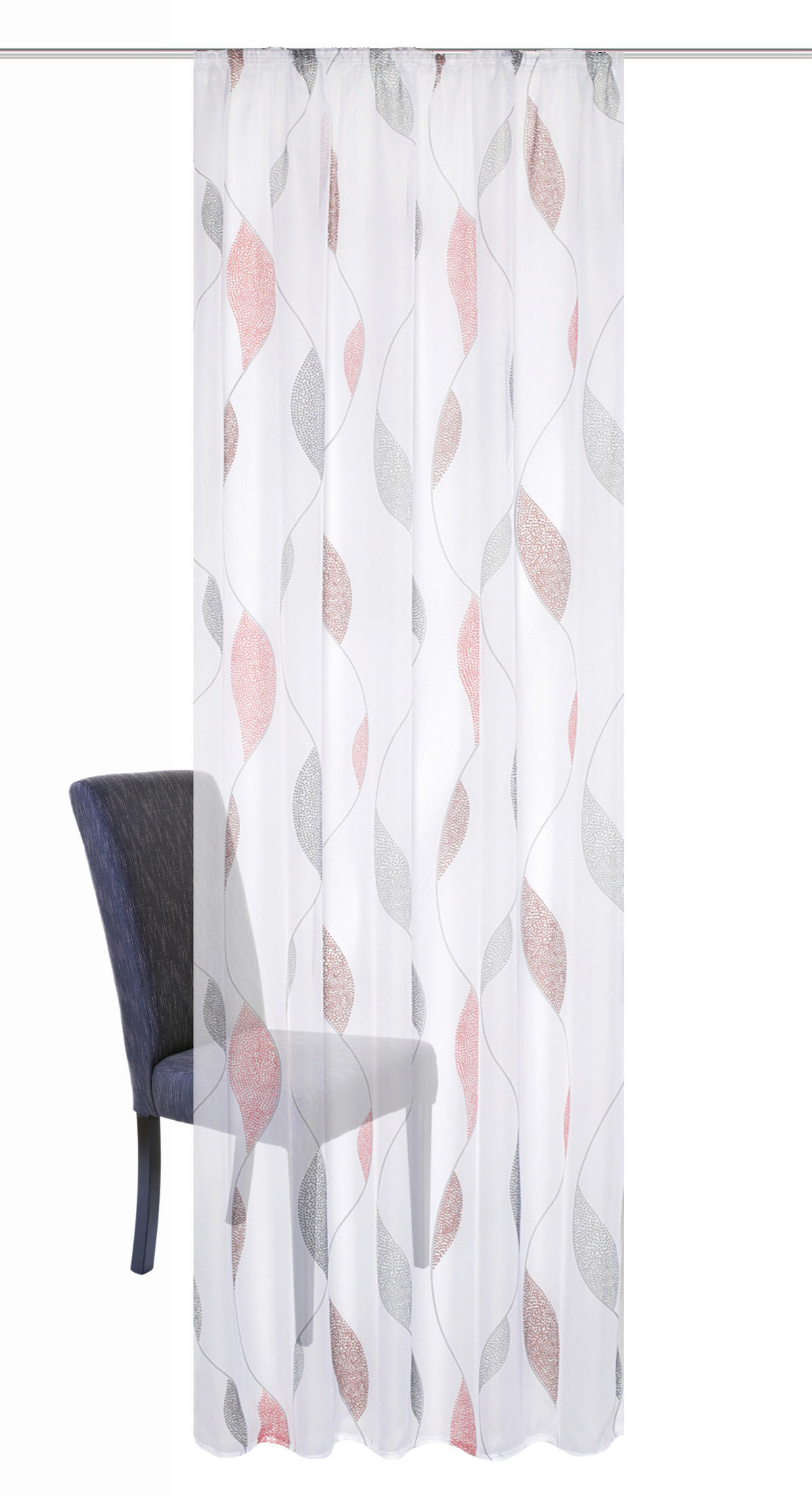 FERTIGVORHANG  transparent  140/245 cm   - Rot, KONVENTIONELL, Textil (140/245cm)
