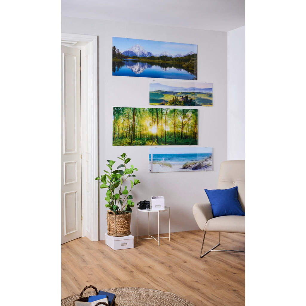 Thumbnail - Euroart Glasbild, Mehrfarbig, Glas, rechteckig, 98x33x1.40 cm, Fotografie, einfache und schnelle Anbringung, glänzend, B...