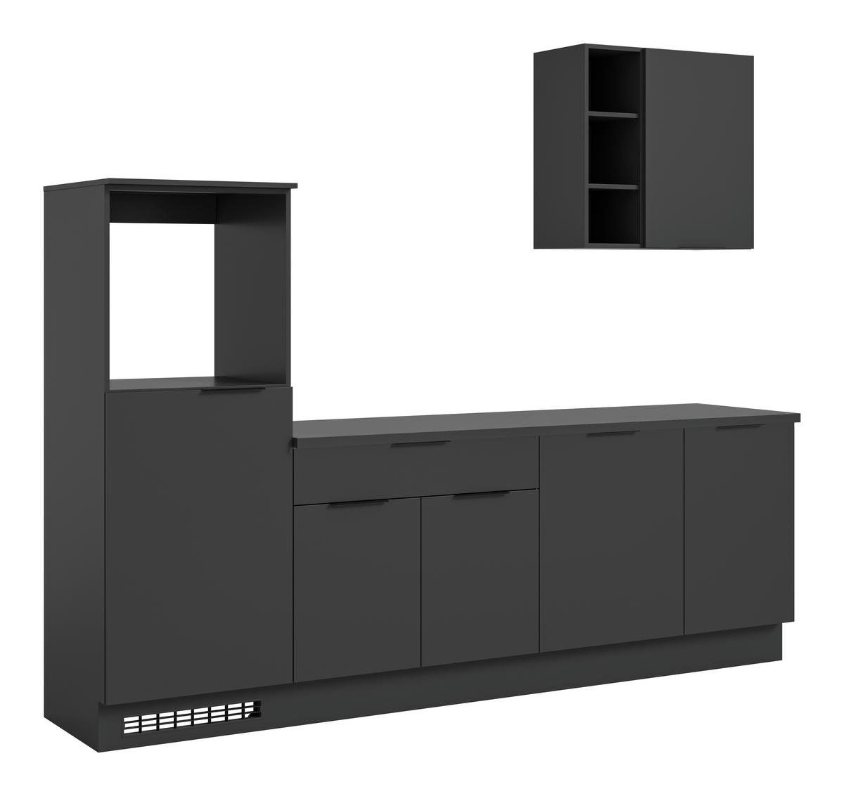 KÜCHENLEERBLOCK 260 cm  in Schwarz  - Schwarz, MODERN, Holzwerkstoff/Metall (260cm) - MID.YOU