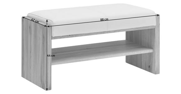 GARDEROBENBANK Echtleder Asteiche massiv Weiß, Eichefarben - Eichefarben/Weiß, MODERN, Leder/Holz (88/44/42cm) - Linea Natura