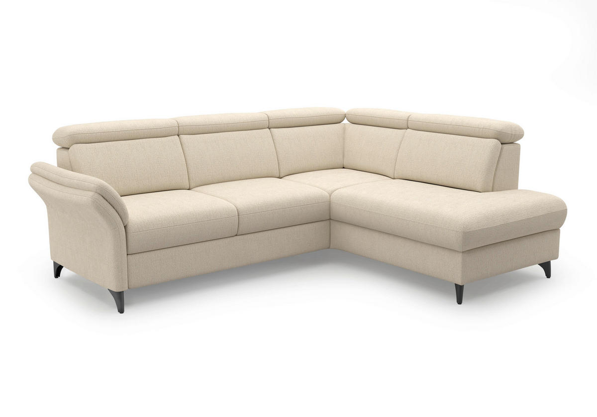 ECKSOFA Chenille Sandfarben  - Sandfarben/Schwarz, Konventionell, Textil/Metall (247/193cm) - Sit & More