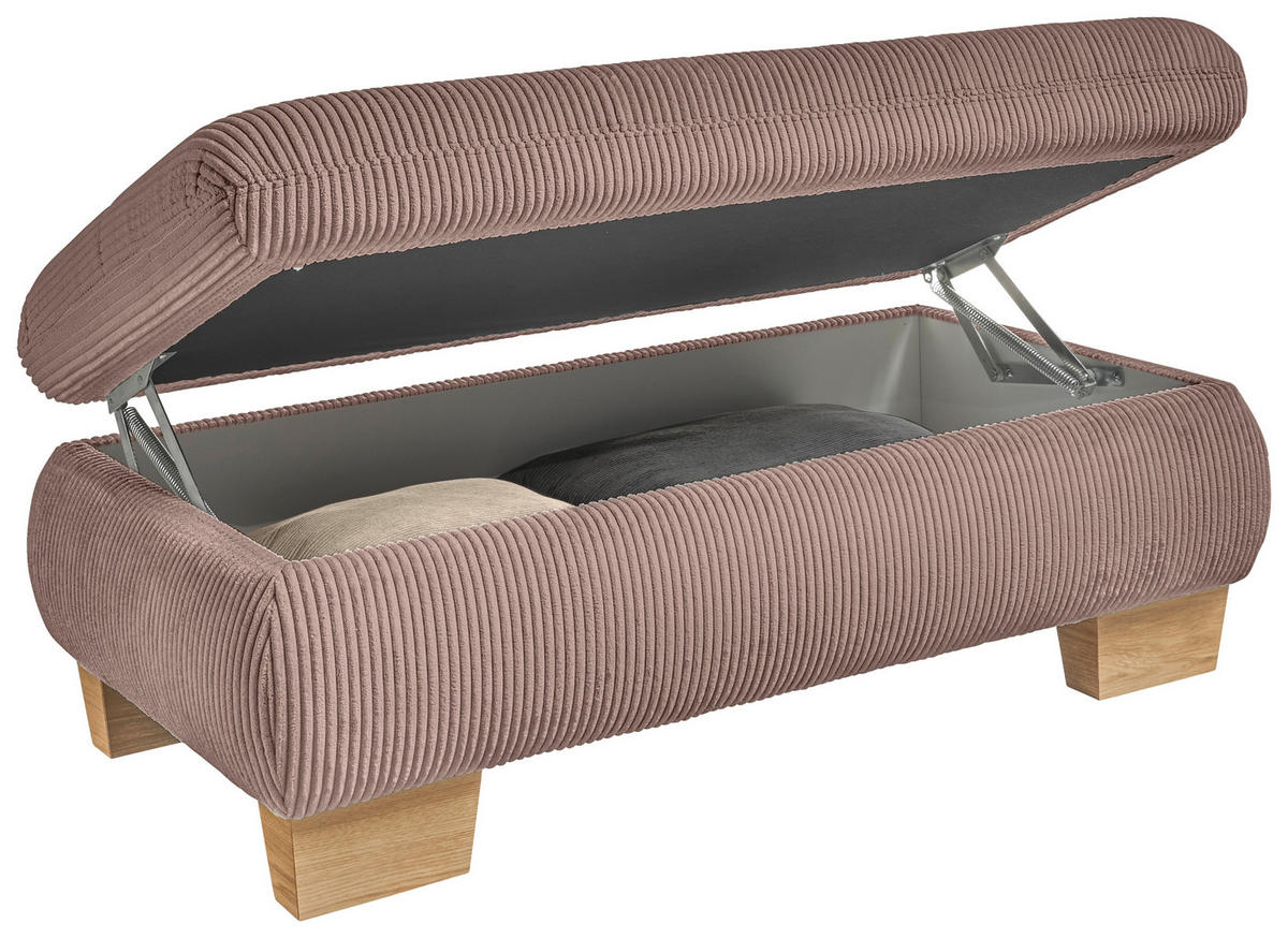 HOCKER Cord Rosa  - Eiche Bianco/Rosa, KONVENTIONELL, Holz/Textil (129/49/64cm) - SetOne by Musterring
