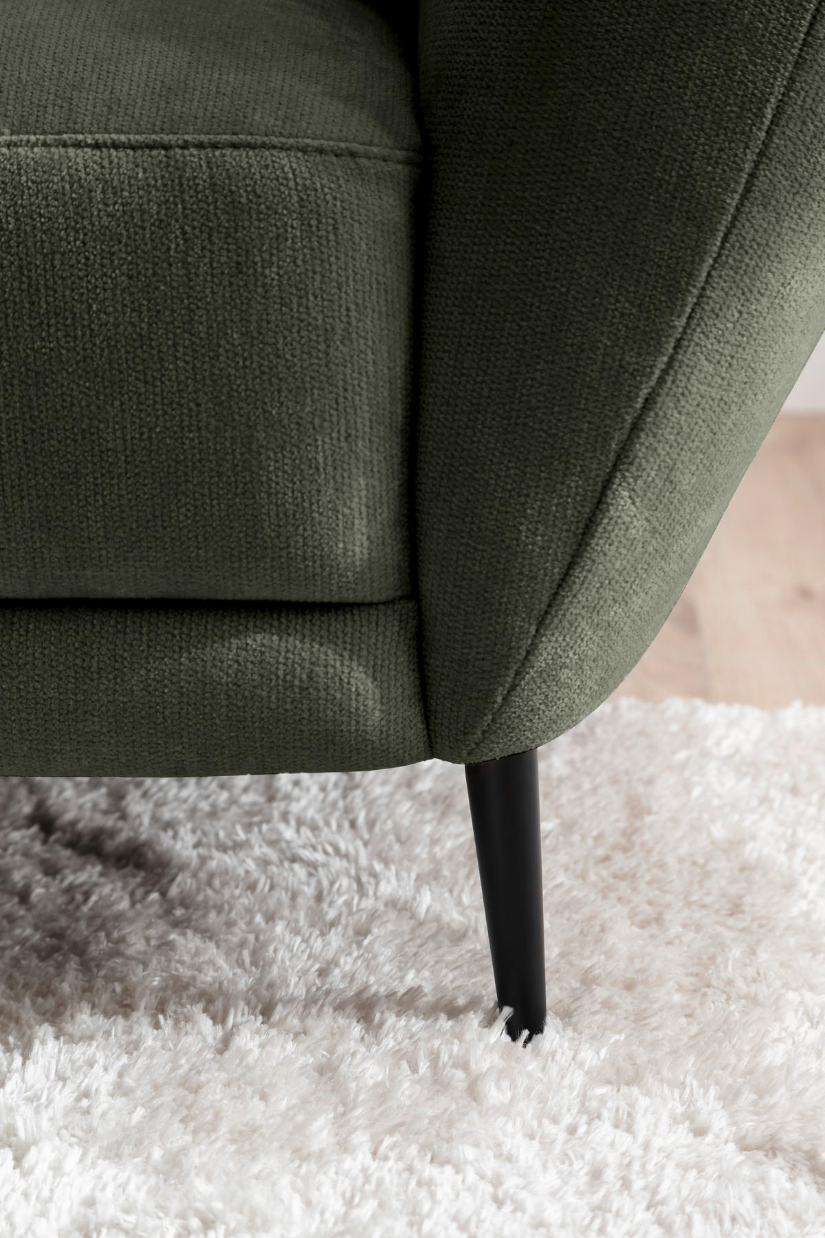 RÉCAMIERE Olivgrün Chenille Zierkissen, Rücken echt  - Schwarz/Olivgrün, KONVENTIONELL, Textil/Metall (224/70/97cm) - Hom`in