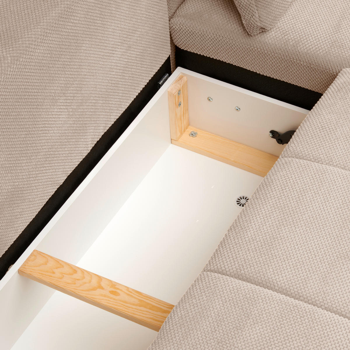 ECKSOFA in Struktur, Plüsch Beige  - Beige/Schwarz, Design, Textil/Metall (287/197cm) - Stylife