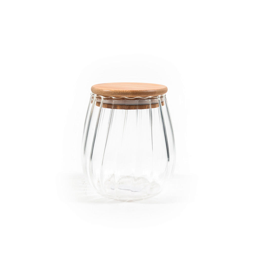 POSODA ZA SHRANJEVANJE        11,2/11,5 cm      - prozorno, Basics, steklo/les (11,2/11,5cm)