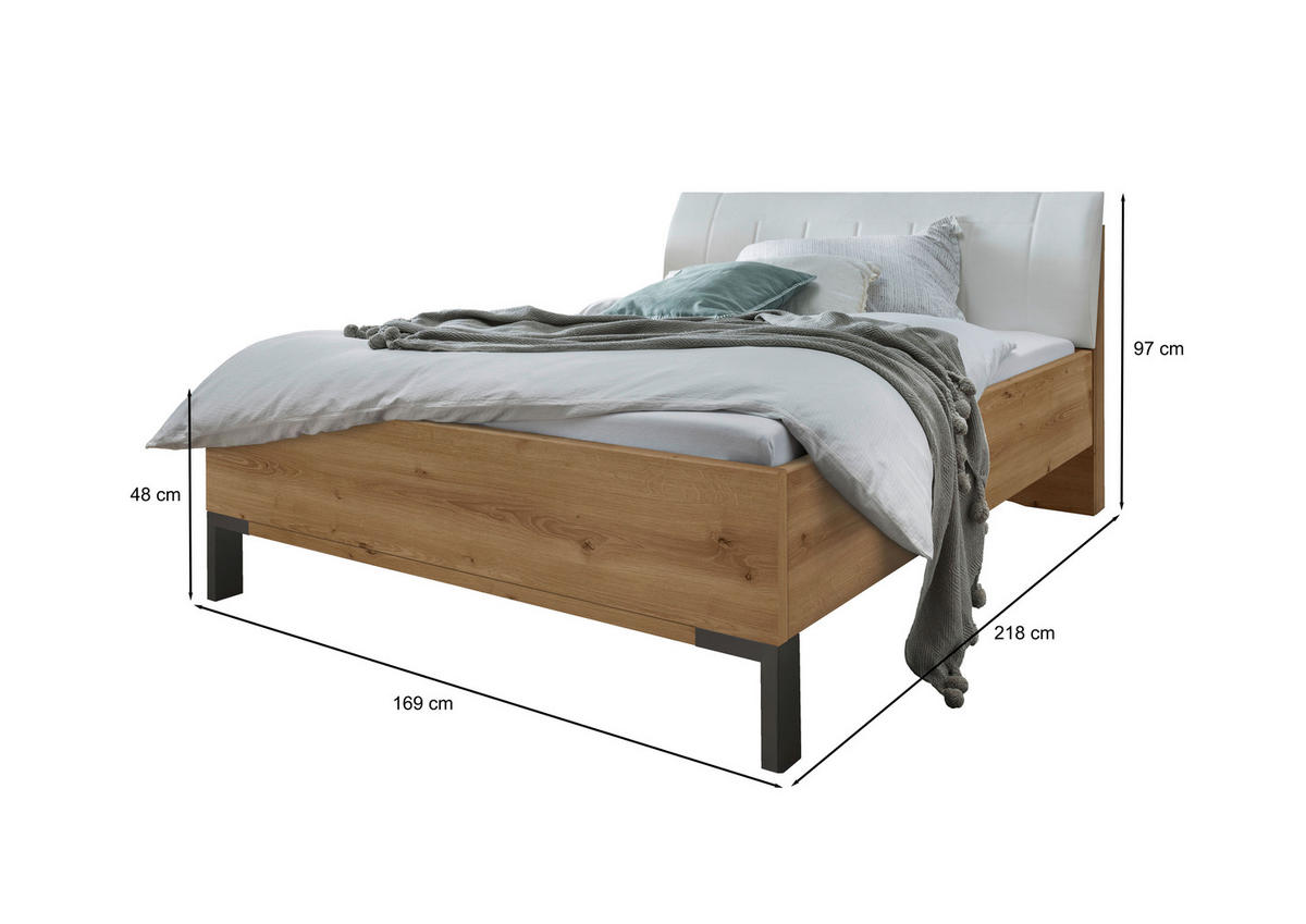 BETT 160/200 cm  in Weiss, Eiche Bianco   - Schieferfarben/Weiss, Konventionell, Holzwerkstoff/Textil (160/200cm) - Dieter Knoll