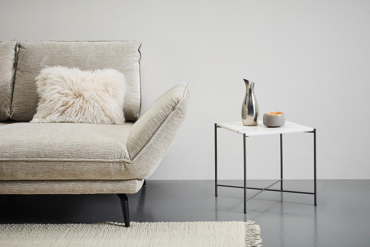 BEISTELLTISCH 40/40/40 cm Grau, Weiß quadratisch  - Dunkelgrau/Weiß, Trend, Stein/Metall (40/40/40cm) - Landscape