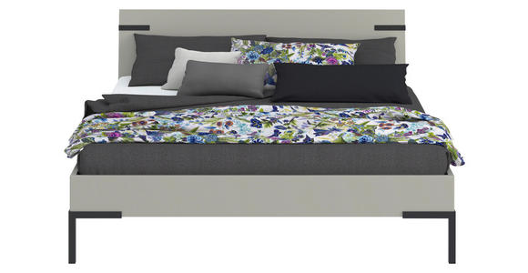 BETT 160/200 cm  in Hellgrau  - Hellgrau/Schwarz, Design, Holzwerkstoff/Metall (160/200cm) - Xora