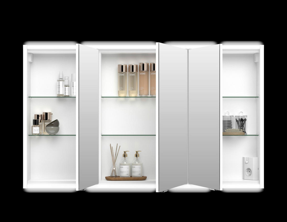 SPIEGELSCHRANK 120/71,4/15,2 cm  - Chromfarben/Weiß, KONVENTIONELL, Glas/Holz (120/71,4/15,2cm) - Xora