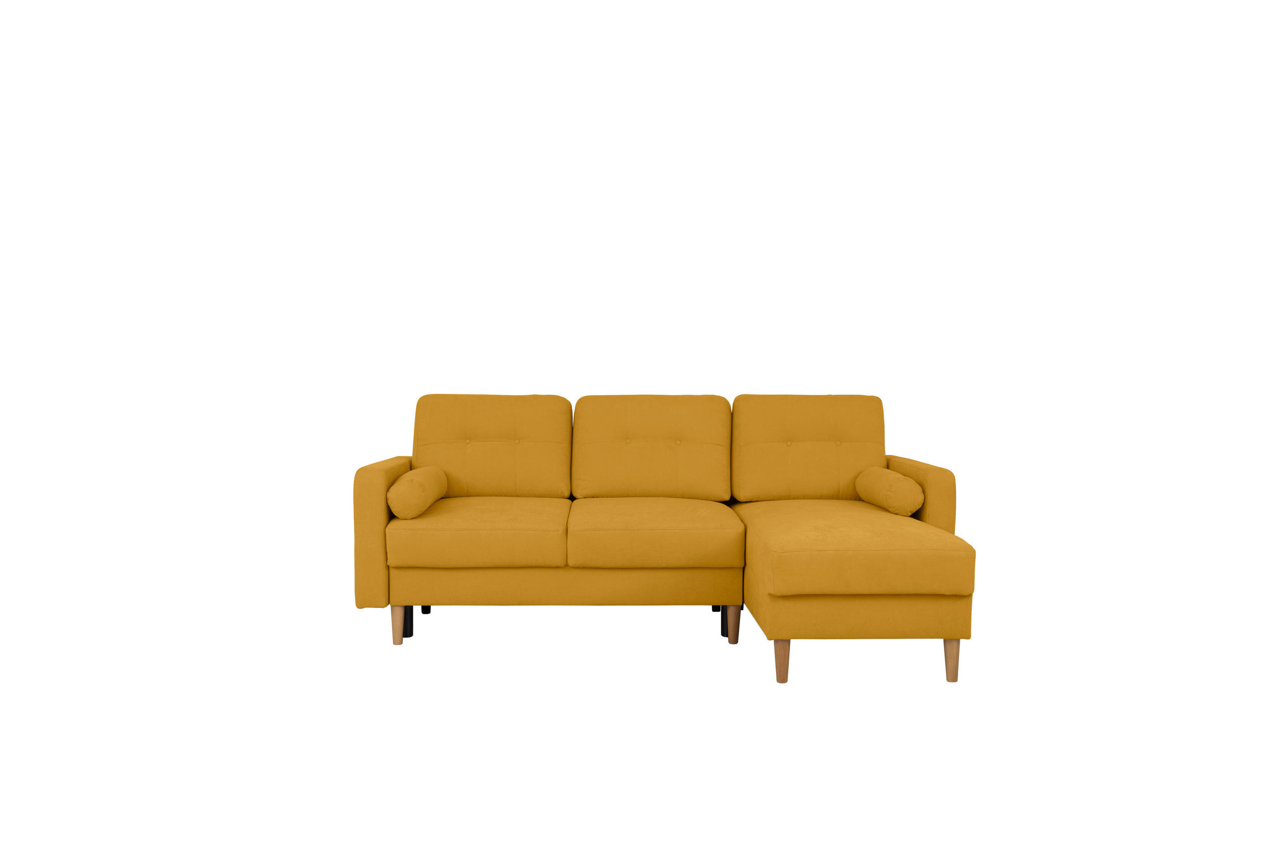 ECKSOFA in Gelb  - Gelb/Buchefarben, Design, Holz/Textil (223/157cm) - MID.YOU