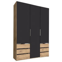 DREHTÜRENSCHRANK in Graphitfarben, Eichefarben  - Chromfarben/Eichefarben, Modern, Holzwerkstoff/Kunststoff (150/216/58cm) - MID.YOU