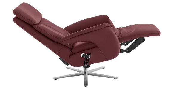 RELAXSESSEL in Leder Bordeaux - Edelstahlfarben/Bordeaux, Design, Leder/Metall (70/124/85cm) - Cantus