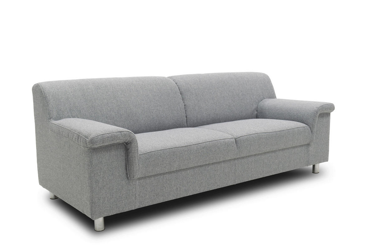 3-SITZER-SOFA Webstoff Silberfarben  - Chromfarben/Silberfarben, KONVENTIONELL, Textil/Metall (190/72/80cm) - MID.YOU