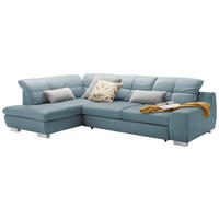 ECKSOFA Hellblau Flachgewebe  - Chromfarben/Hellblau, Design, Kunststoff/Textil (212/292cm) - SetOne by Musterring