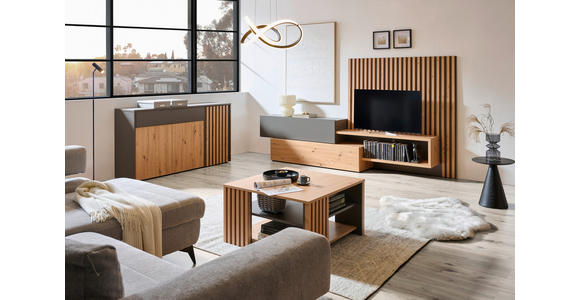 WOHNWAND in Grau, Eiche Artisan 288,5/152,5/42,5 cm - Eiche Artisan/Grau, MODERN, Holzwerkstoff (288,5/152,5/42,5cm) - Carryhome