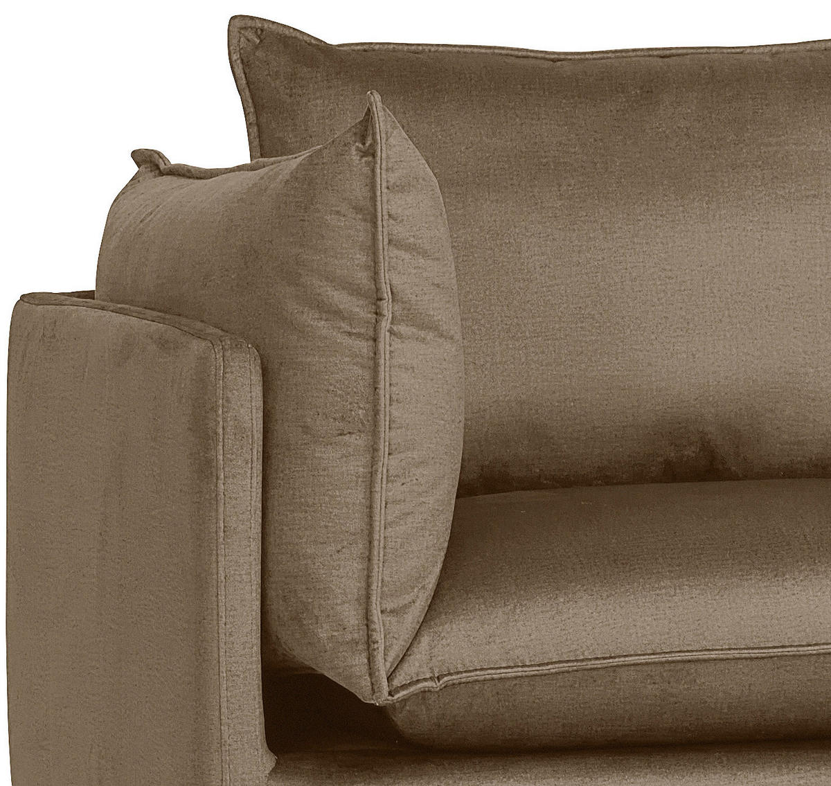 ECKSOFA Hellbraun Samt  - Hellbraun/Schwarz, Design, Textil/Metall (241/200cm) - Carryhome