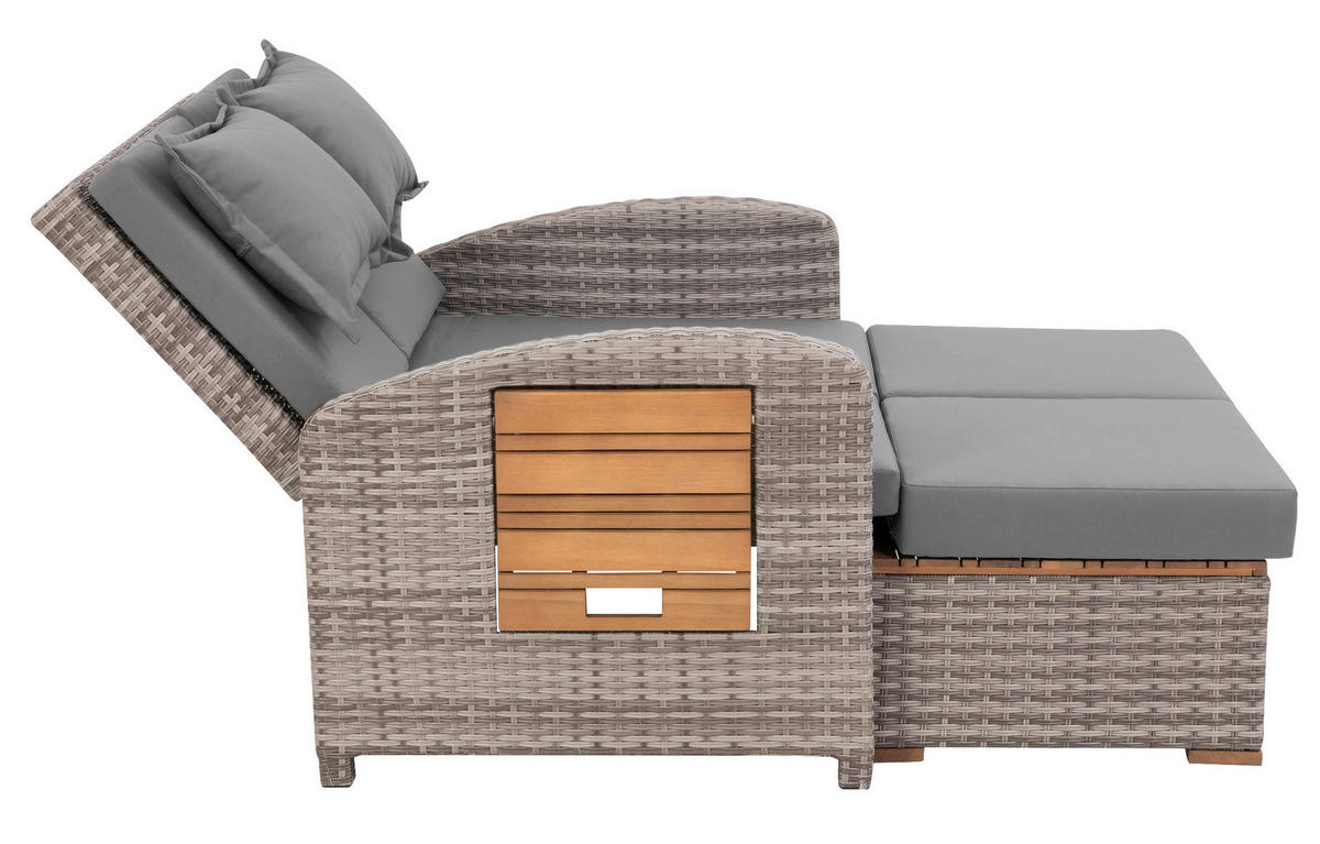 LOUNGEGARNITUR   117/93/74 cm Teakholz Stahl  - Grau, Basics, Holz/Textil (117/93/74cm) - Gardenson