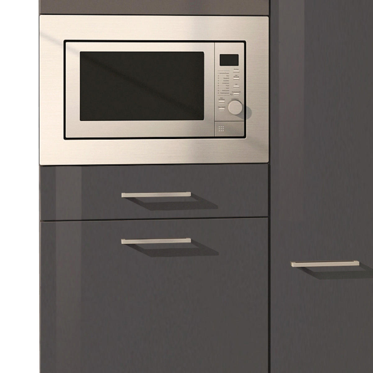 KÜCHENBLOCK 310 cm   in Anthrazit, Eichefarben, Anthrazit Hochglanz  - Chromfarben/Eichefarben, Modern, Holzwerkstoff/Metall (310cm) - Held