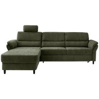 ECKSOFA in Mikrofaser Olivgrün  - Schwarz/Olivgrün, Modern, Holz/Textil (176/279cm) - Livetastic
