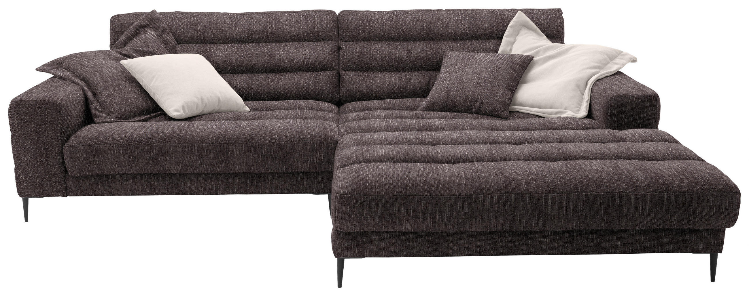 ECKSOFA in Flachgewebe Braun  - Schwarz/Braun, Design, Textil/Metall (296/207cm) - Dieter Knoll