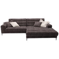 ECKSOFA in Flachgewebe Braun  - Schwarz/Braun, Design, Textil/Metall (296/207cm) - Dieter Knoll
