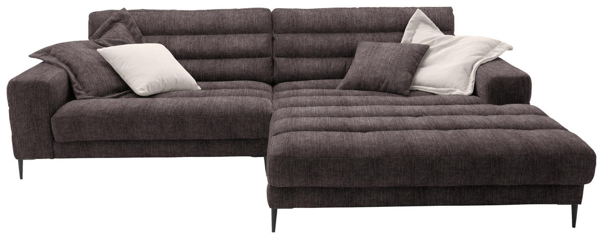 ECKSOFA in Flachgewebe Braun  - Schwarz/Braun, Design, Textil/Metall (296/207cm) - Dieter Knoll