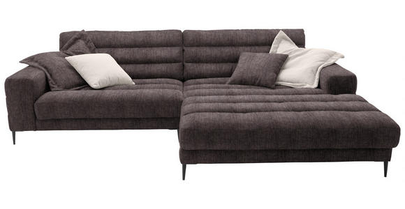 ECKSOFA in Flachgewebe Braun 296/207 cm - Schwarz/Braun, Design, Textil/Metall (296/207cm) - Dieter Knoll