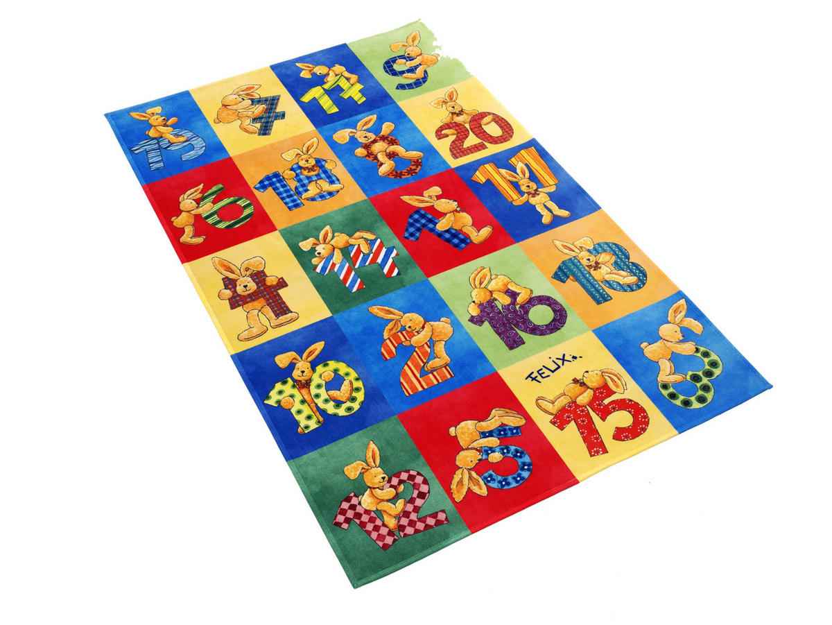 KINDERTEPPICH 100/160 cm Felix der Hase  - Blau/Gelb, Trend, Kunststoff/Textil (100/160cm)