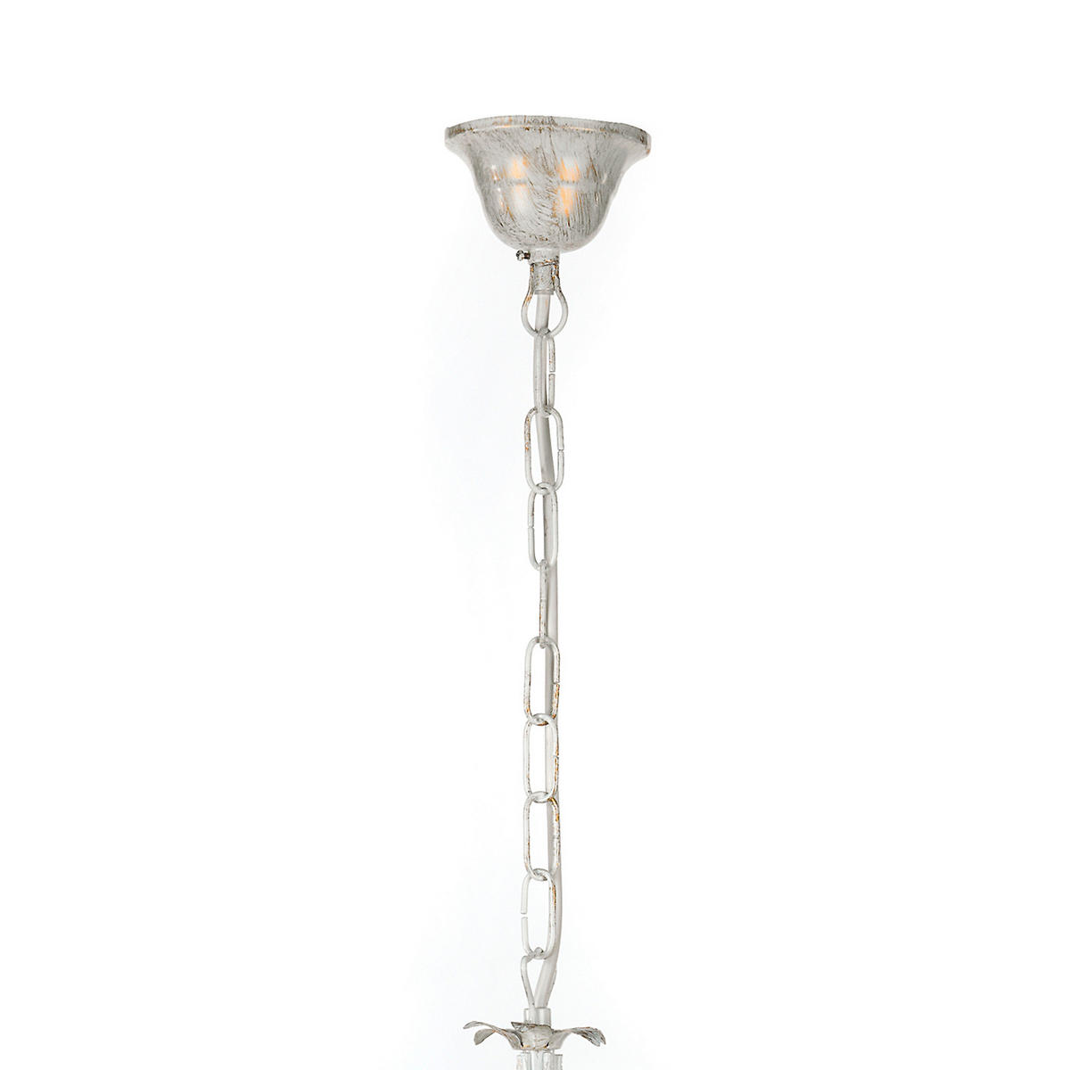 KRISTALL-HÄNGELEUCHTE 60/105 cm   - Weiß, Natur, Glas/Textil (60/105cm)