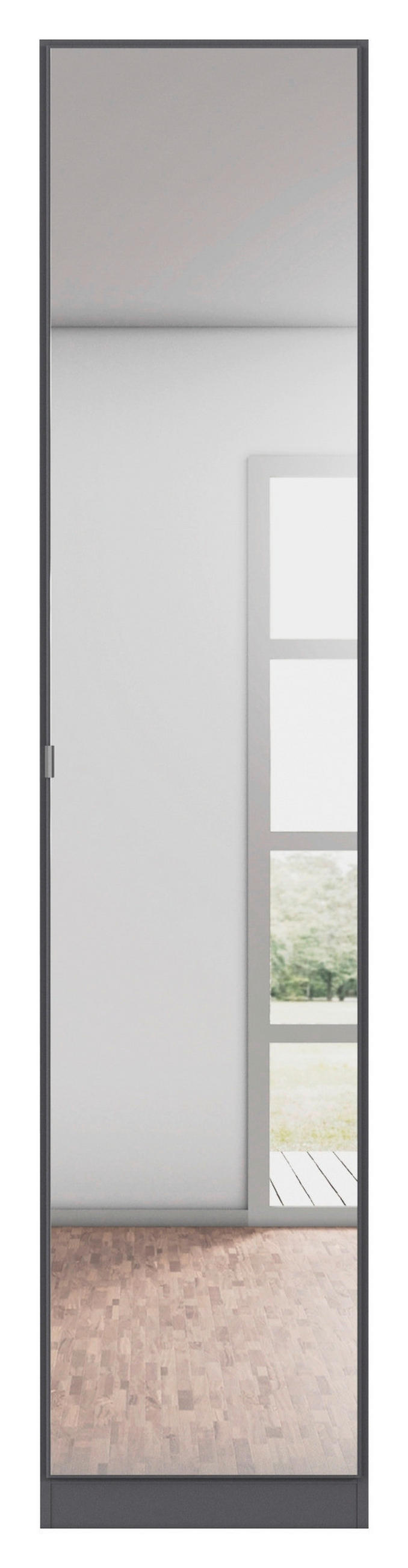 DREHTÜRENSCHRANK 47/210/54 cm,  in Grau, 1-türig  - Alufarben/Grau, KONVENTIONELL, Glas/Holzwerkstoff (47/210/54cm) - home24