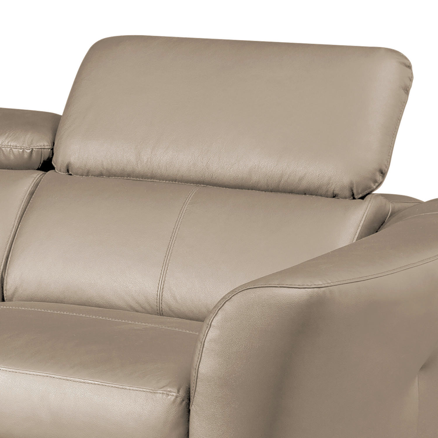 ECKSOFA Hellgrau Echtleder Lederlook  - Hellgrau/Schwarz, Design, Leder/Textil (183/261cm) - Livetastic