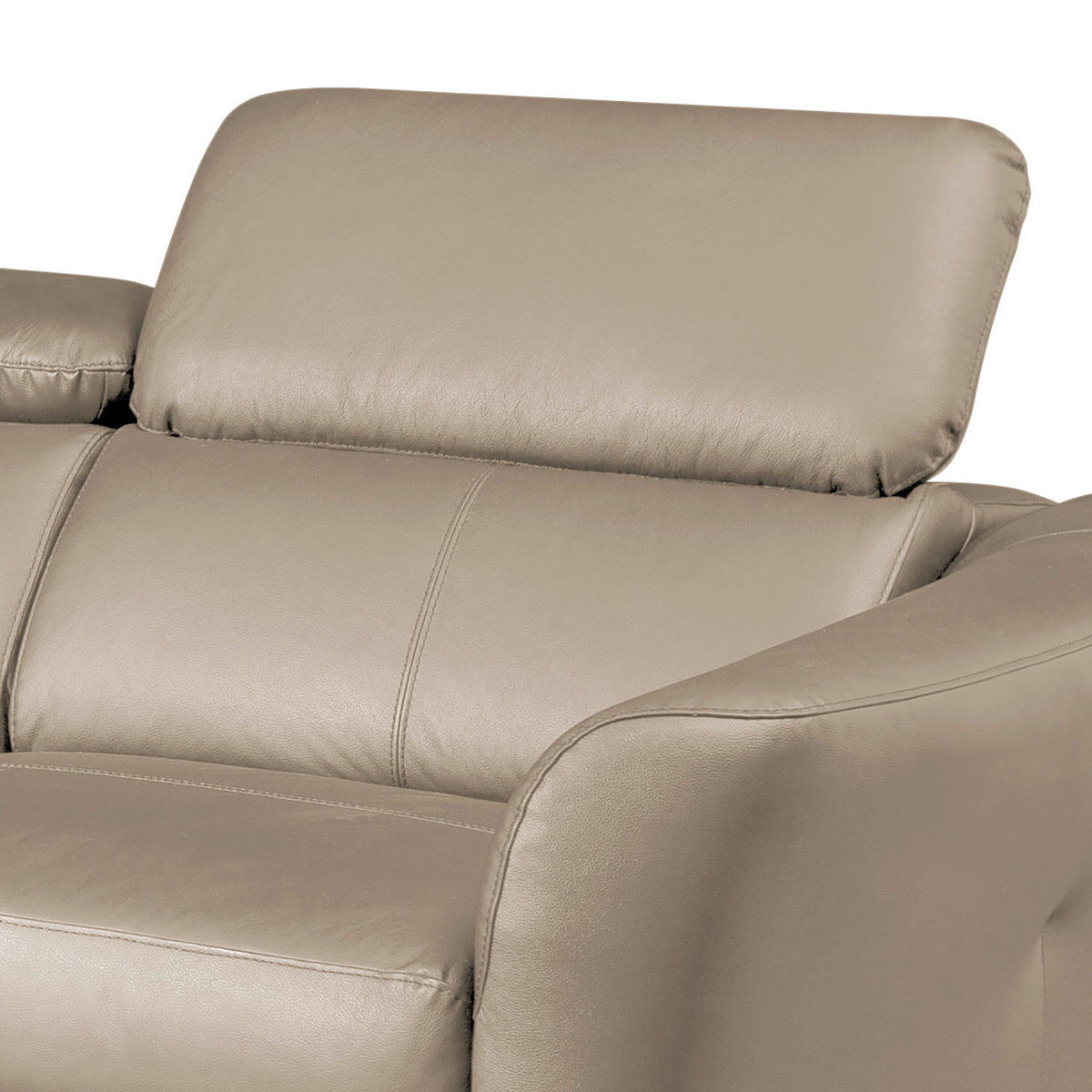 ECKSOFA Hellgrau Echtleder Lederlook  - Hellgrau/Schwarz, Design, Leder/Textil (183/261cm) - Livetastic